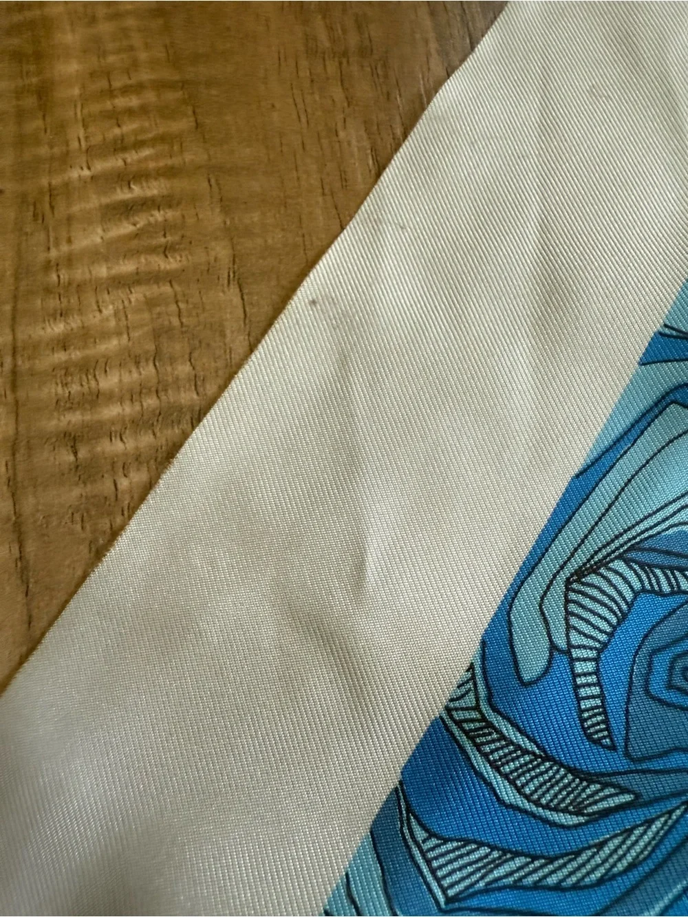 Dior Navy and Cream Silk Scarf with Orange Accent